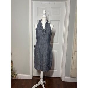 New Directions Linen-Blend Ruffle Halter Dress – Size 10